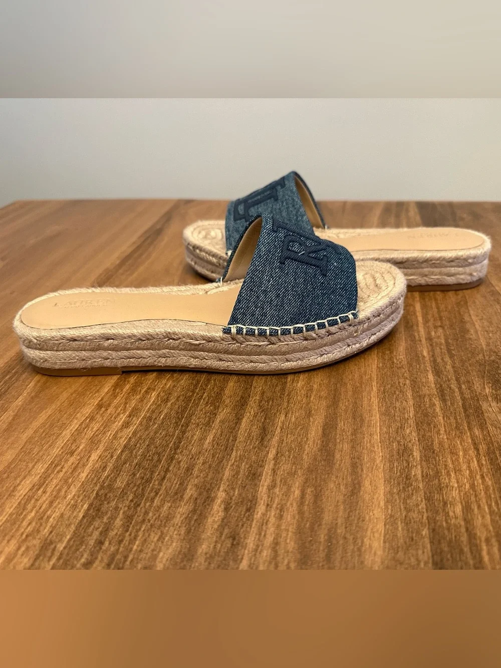 Ralph Lauren Denim Slide Espadrilles - Dark Blue